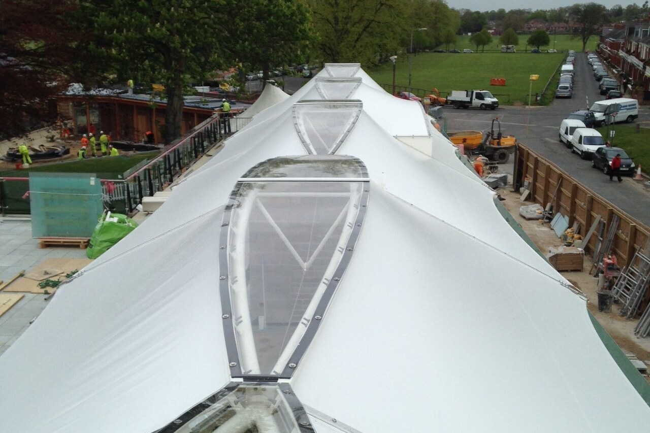 York Racecourse Pavilion bespoke tensile fabric walkway