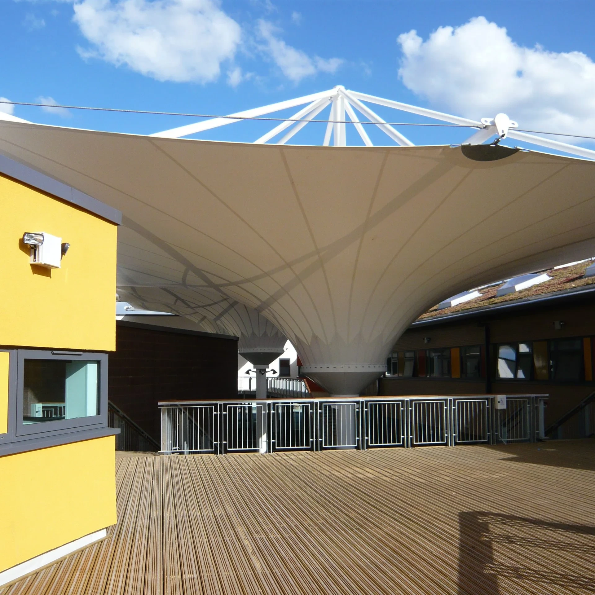 Bulwell Academy Inverse Conic Tensile Fabric Structures